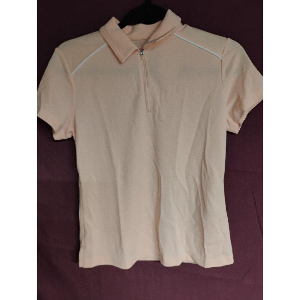 All In Motion Zip Womens Athletic Top Collared Proud Peach Golf Tennis XS